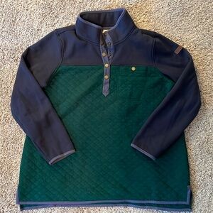 LL Bean quilted sweatshirt mockneck tunic color block size 1X VGUC